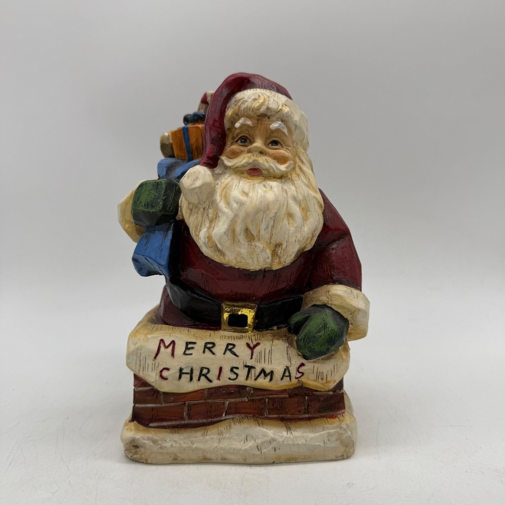 St. Nicholas Square Santa Figurine Chimney Merry Christmas Decor